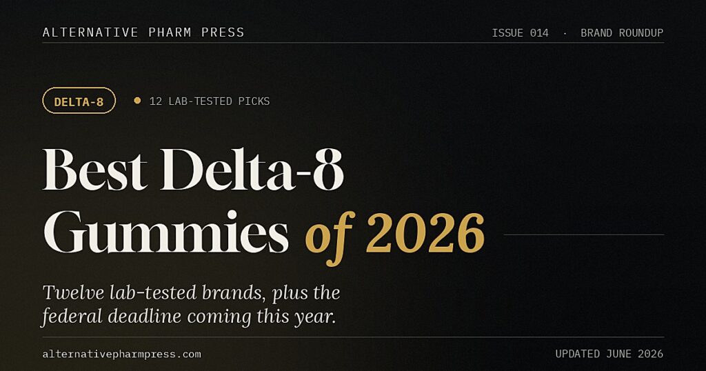 Editorial cover for best delta 8 gummies 2026 from Alternative Pharm Press
