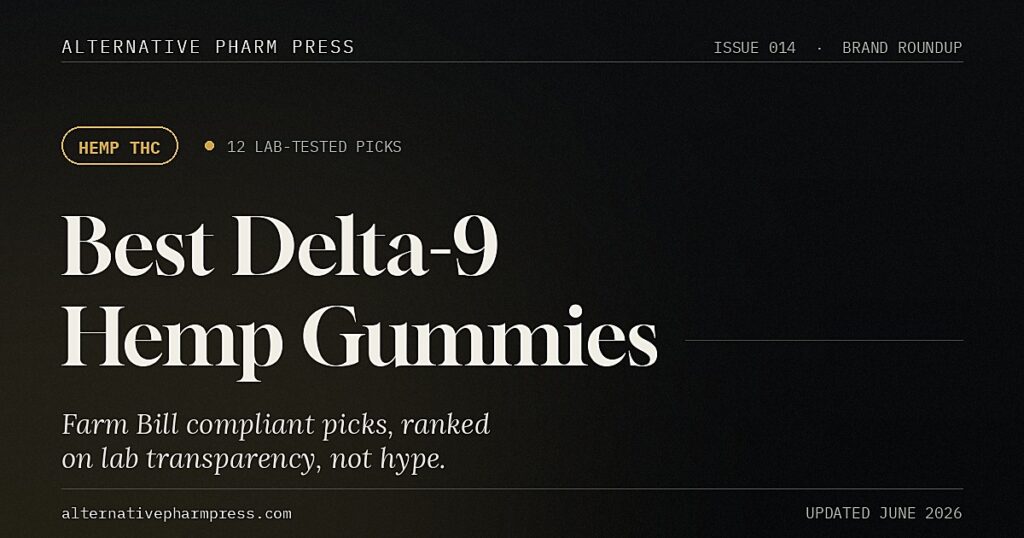 Editorial cover for best delta 9 hemp gummies 2026 from Alternative Pharm Press