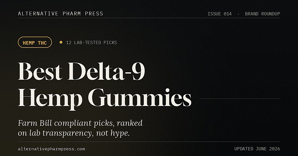 Editorial cover for best delta 9 hemp gummies 2026 from Alternative Pharm Press