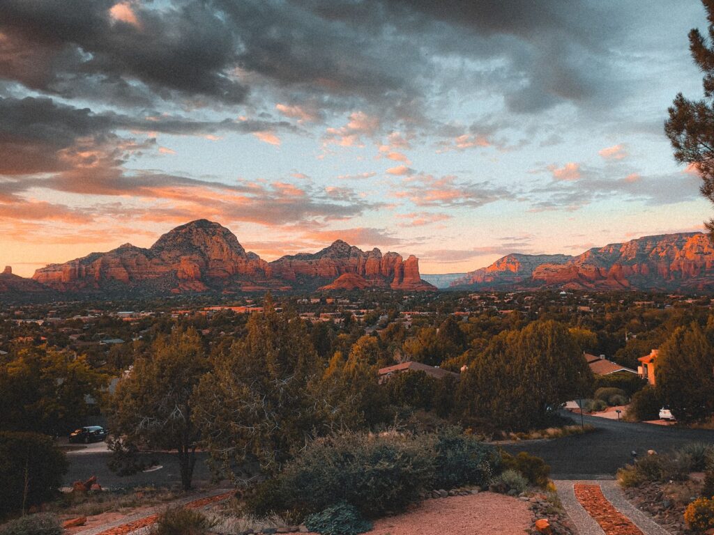 Breathtaking view of Sedona's red rocks at sunset showcasing Arizona's natural