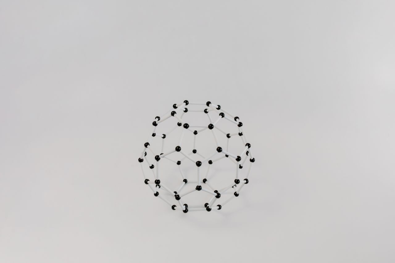 Geometric molecular model on a white background