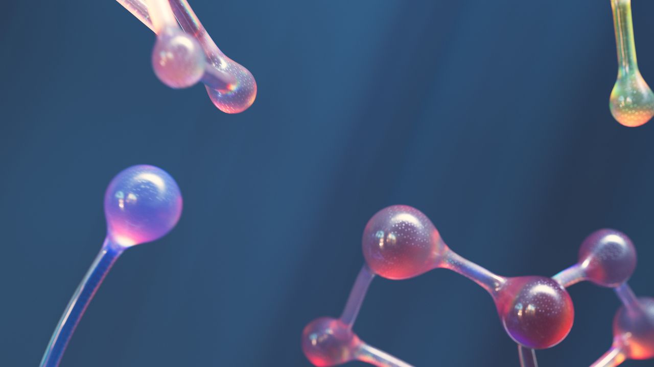 Connected molecular shapes in vibrant colours