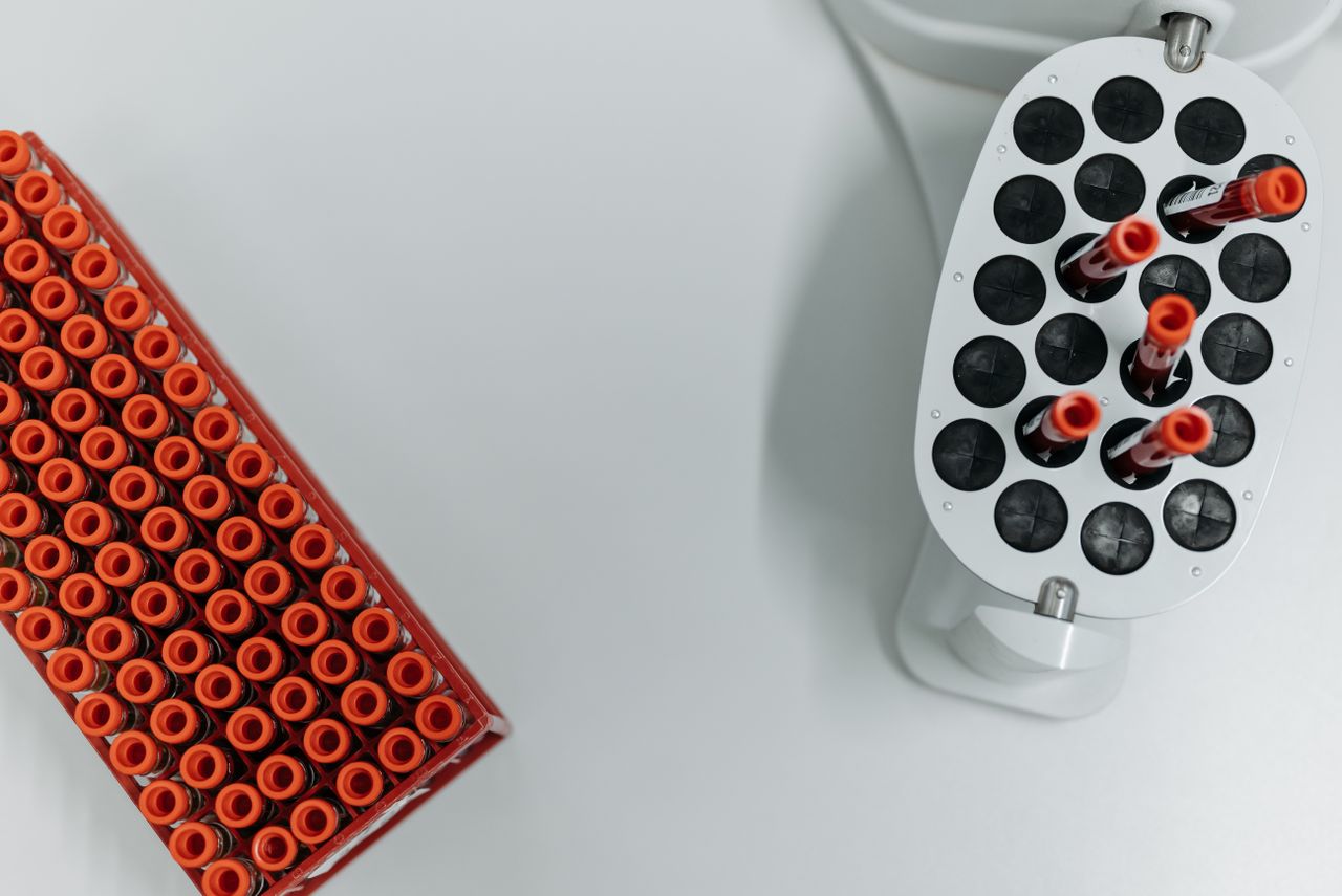 Blood sample tubes in a laboratory centrifuge