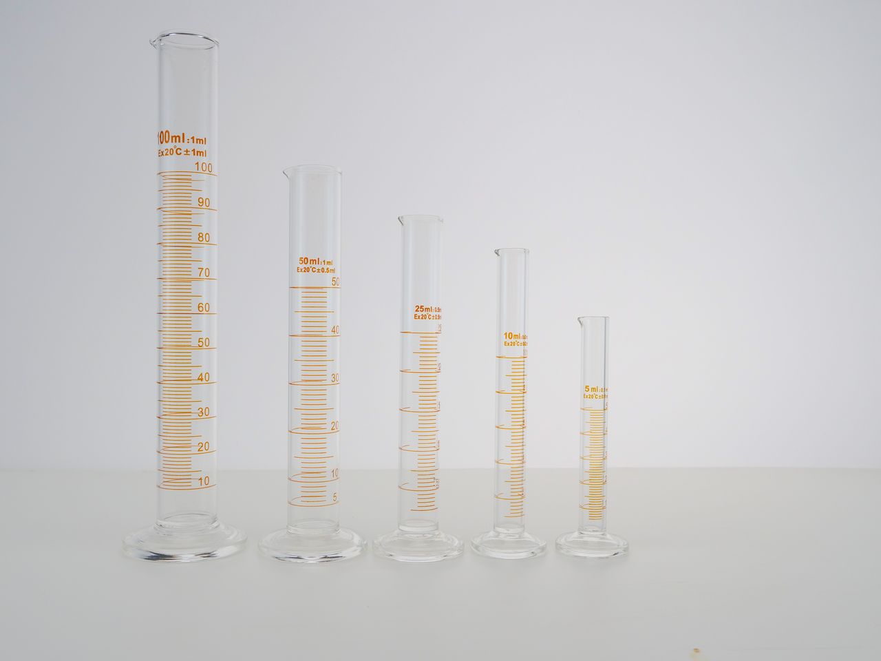 Laboratory graduated cylinders in different sizes