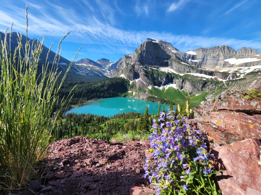 Breathtaking view of Emerald Lake surrounded by mountains in Glacier National Park,
