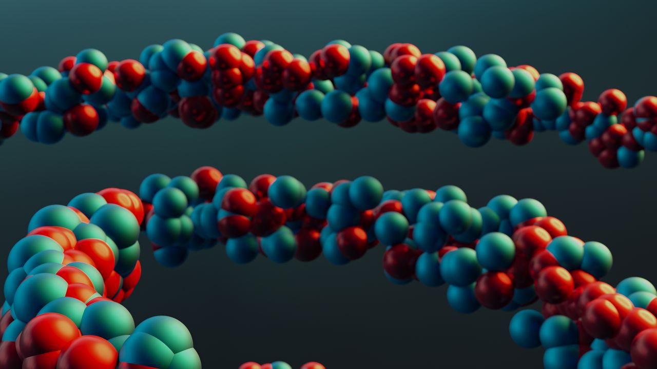 Colourful molecular model close up